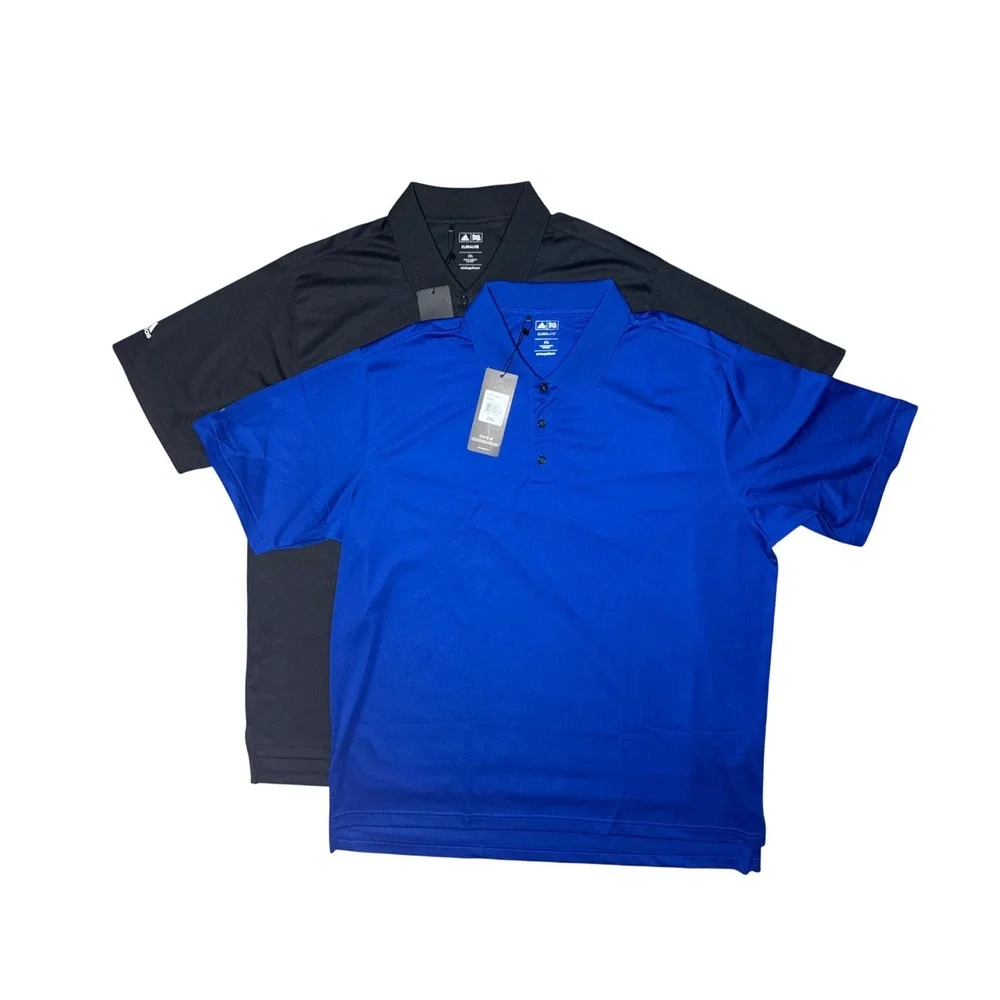 Adidas Climalite Golf Polo Shirts Mens 2XL Black Blue Short Sleeve NWT